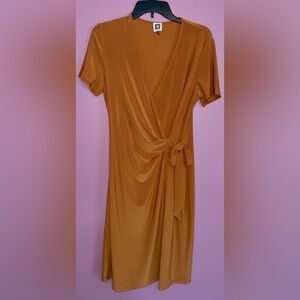 Anne Klein Brown Sheath Dress with V-Neck